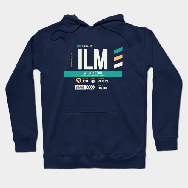 Wilmington (ILM) Airport Code Baggage Tag Hoodie by SLAG_Creative